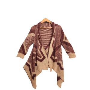 Vertigo wool blend asymmetrical high low open front cardigan size large